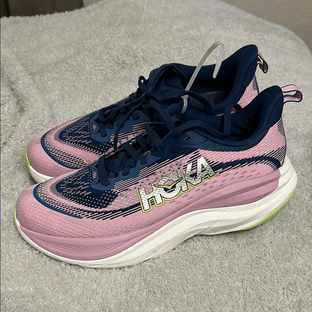 Hoka Pink and Blue Athletic Shoes Sky Flow